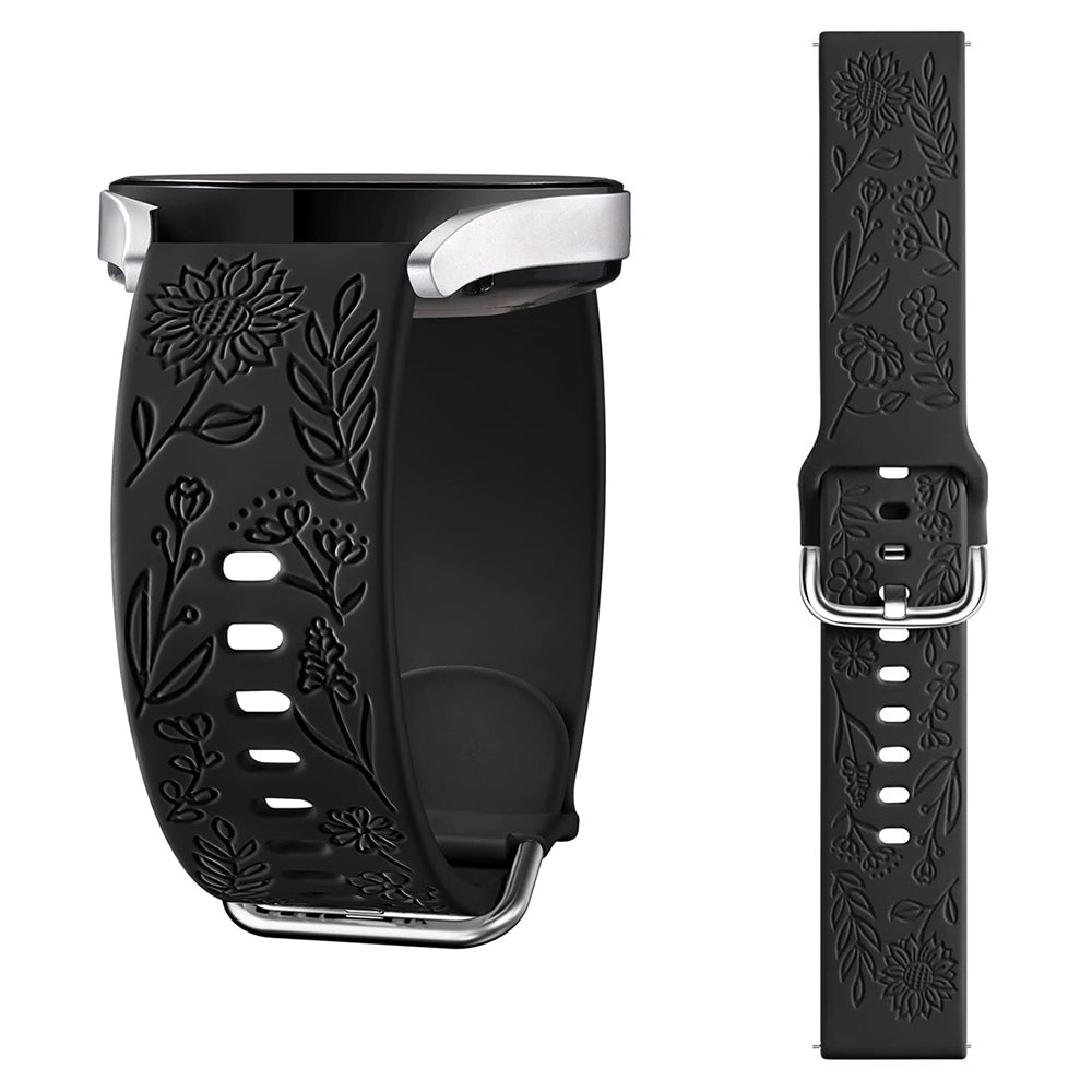 For Garmin Vivomove 3 / Forerunner 645 / Samsung Gear S2 Classic Universal 20mm Carving Flower Silicone Watch Strap - Black For Garmin Vivomove 3 / Forerunner 645 / Samsung Gear S2 Classic Universal 20mm Carving Flower Silicone Watch Strap - Black